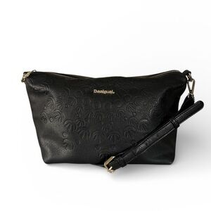 Desigual black embossed faux leather crossbody